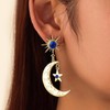 Moon Sun Star Earrings for Women Dainty Long 14K Gold