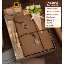 ALKALO Scrapbook Photo Album 100 Pages, 60 Pages Self Adhesive+40 Pages Kraft Paper DIY Photo Book for 2x3 3x5 4x6 5x7 Pictures, Leather Memory Book for Wedding Baby Family Travel Birthday Christmas