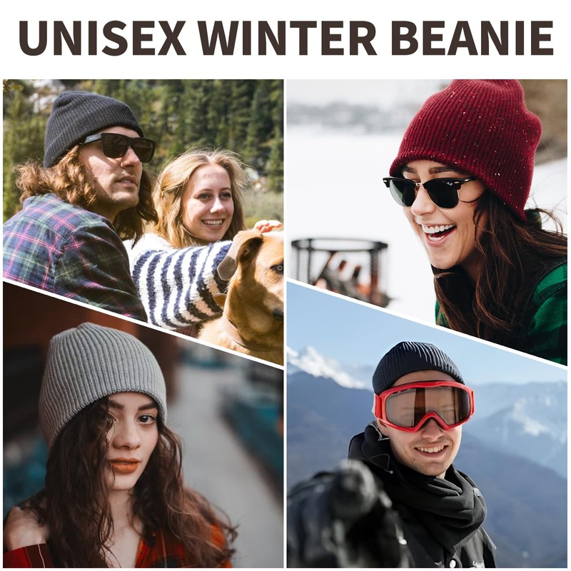 Rosoz Reversible Unisex Knitted Winter Beanie Skull Cuffed Warm Soft