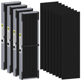 FLT4825SM HEPA Filter B Smoke Clear Replacement Compatible with G-Guardian AC4825, AC4300, AC4900, AC4825DLX, AC4850 Air Purifier, 4 H13 True HEPA Filters + 8 Activated Carbon Pre-Filters, Gray