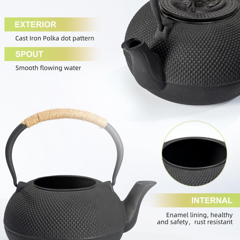 suyika Japanese Tetsubin Cast Iron Teapot Tea Kettle pot with