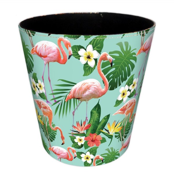 Lingxuinfo Scakbyer Waste Paper Bin, European British Style Flamingo Pattern