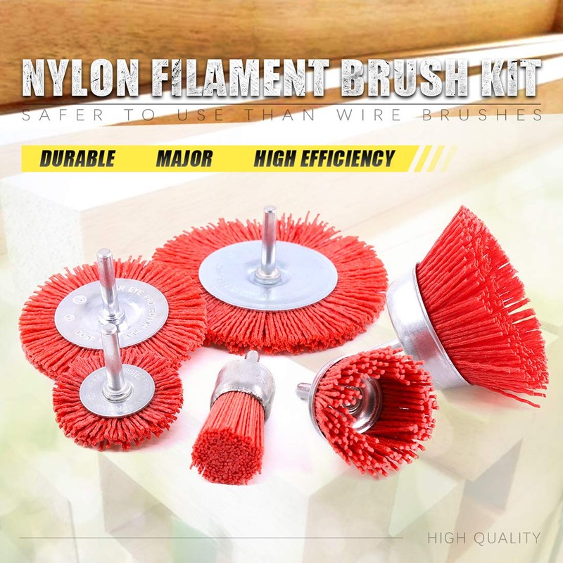 Swpeet 6Pcs Nylon Filament Abrasive Wire Brush Wheel & Cup