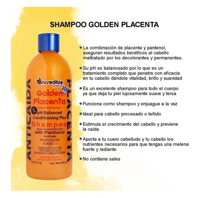 Shampoo Anti Caida Placenta Golden 950 Ml