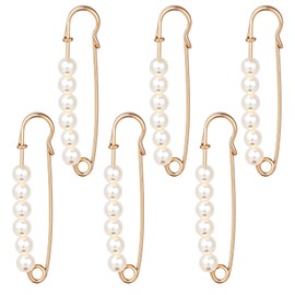 Set of 6 Tow Pins Wedding Dress Brooches for Clothing Golden Pearl Brooches with All-Purpose Clip Timeless Elegance for Weddings & Everyday Outfits
