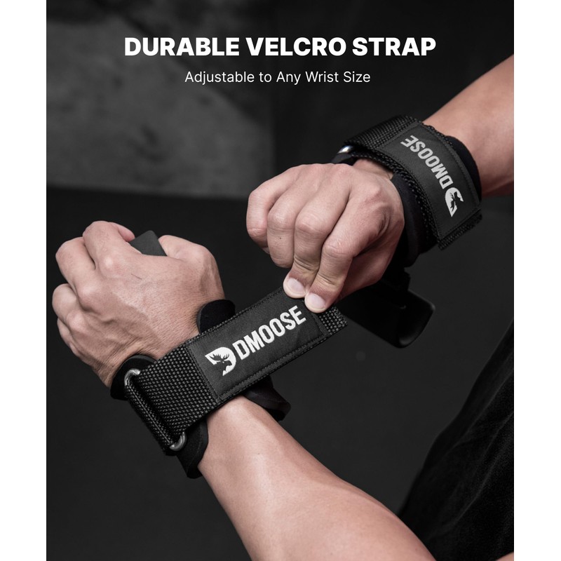 DMoose Fitness Weight Lifting Hooks (Pair) for Deadlifts, Pull Ups,