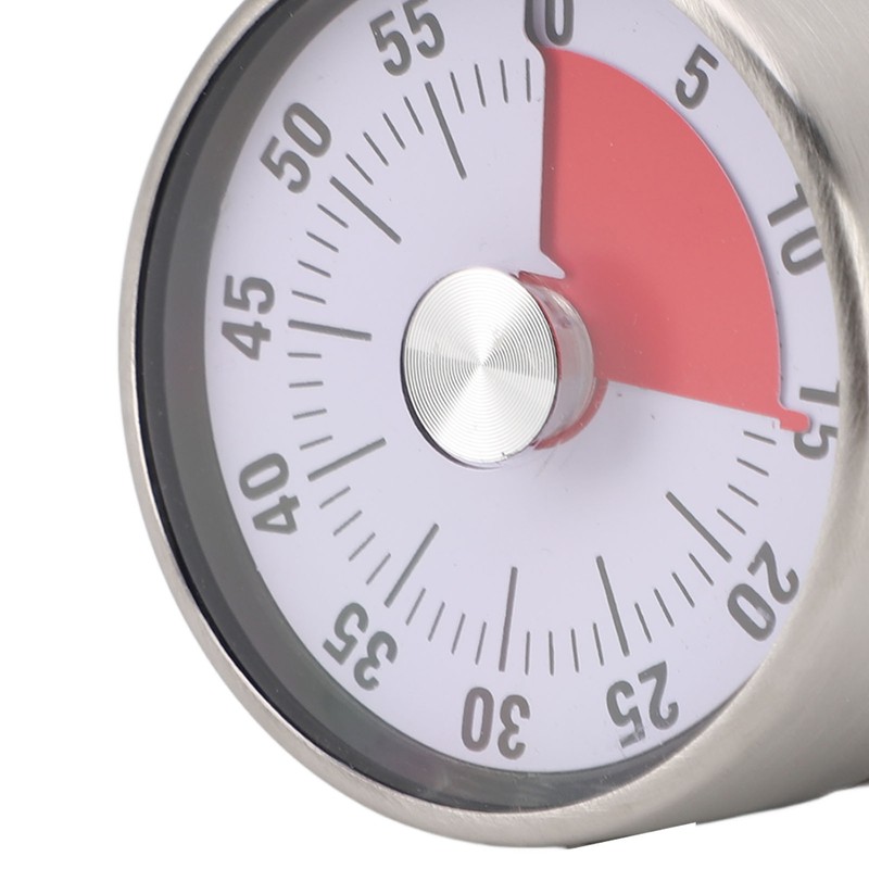 Mechanical Countdown Timer 60 Minute Magnetic Stainless Steel Visual Kitchen