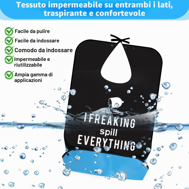 TNEDFOD Bavaglino per Adulti, Lavabile e Riutilizzabile, Bavaglino Adulti Impermeabile,