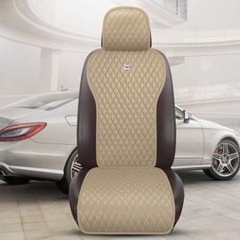 Red Rain Leather Seat Cover Universal Seat Covers with Crown Car Seat Protector Fit Car/Auto/Truck/SUV Beige 2/3 Covered (Beige)