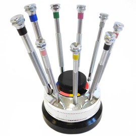 9 Uhrmacher Schraubendreher auf Drehständer S1 Deluxe ROBUSTA - Uhrenwerkzeug für die Uhrenreparatur