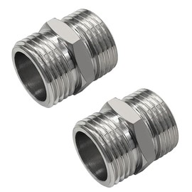 Beduan Stainless Garden Hose Adapter, 3/4" GHT Male x 3/4" GHT Male 304 stainless Steel Heavy Duty Water Hose Connector Fittings Connect (Pack of 2)