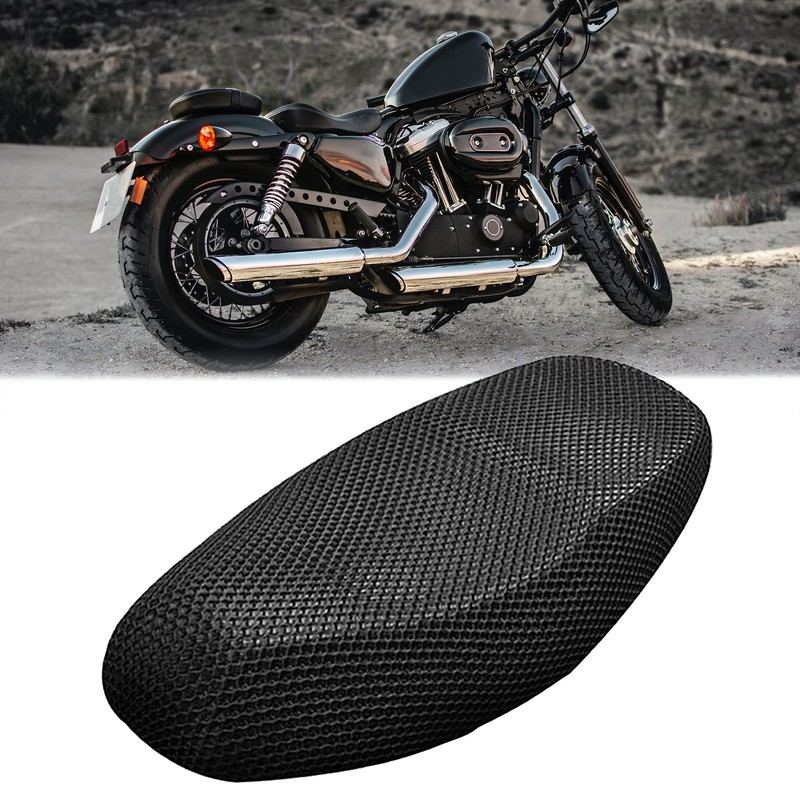 sourcing map XXL Black Motorcycle Net Mesh Seat Full Cover
