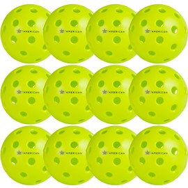 EP American Outdoor Pickleballs USAPA Approved | Made in USA with Durable Design | Tournament-Ready, High Performance | 40 Precision Holes for Balanced Flight, Consistent Spin, (Neon Green, 12-Pack)