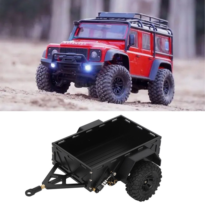 RC Car Hitch Trailer Aluminum Alloy Antislip Rubber Tire Rustproof