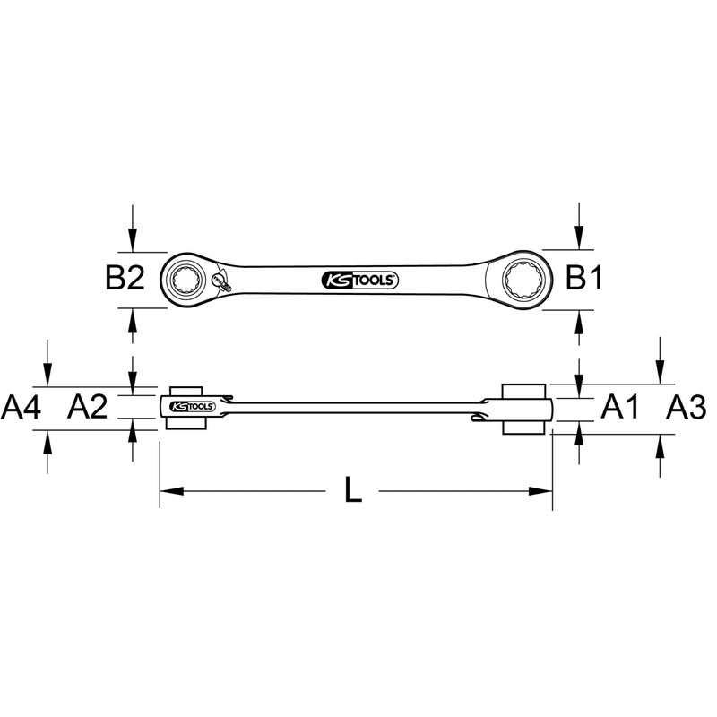 KS Tools 503.4656 4 in 1 GEARplus reversing double ratchet