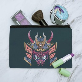 Samurai Warrior Japanese Demon Oni Mask Makeup Cosmetic Bag Organizer Pouch