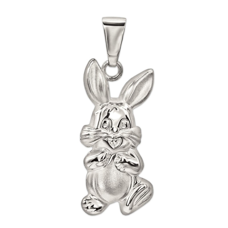 CLEVER SCHMUCK Set Silver Rabbit Pendant 19 mm on Both