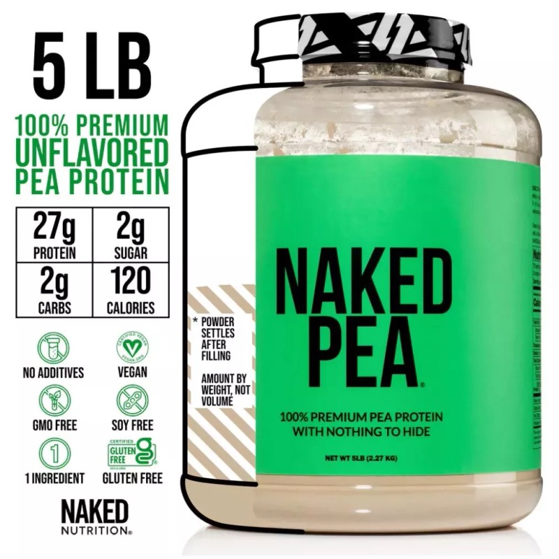 Naked Nutrition UNFLAVORED PEA PROTEIN POWDER - 5LB - VEGAN