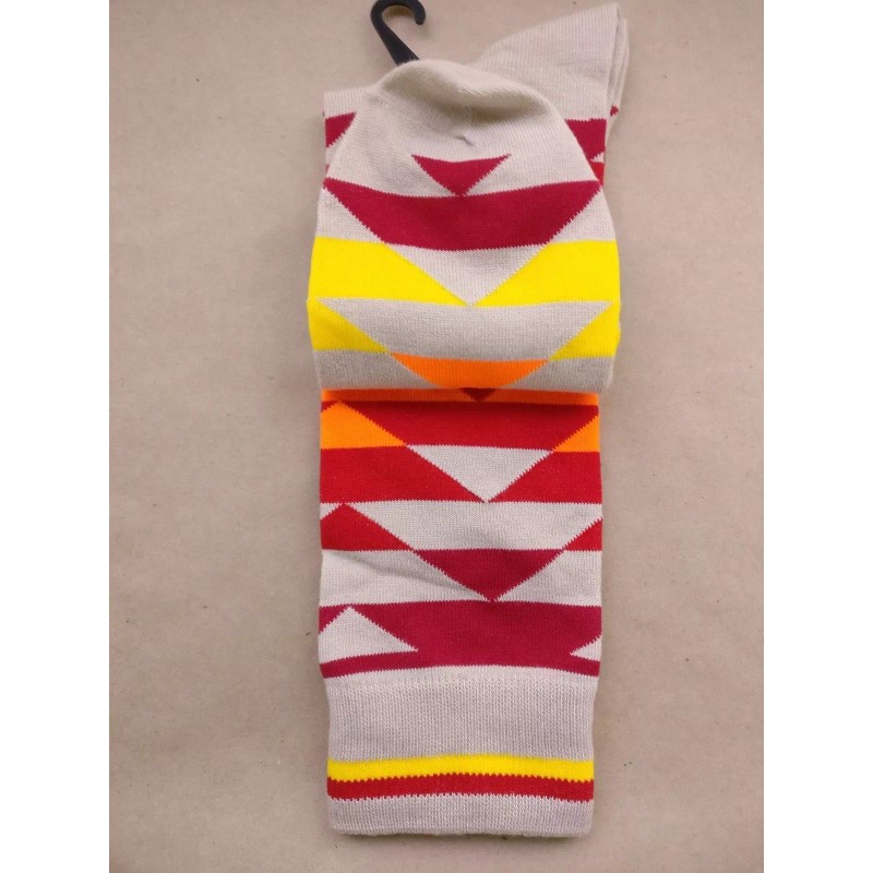 George Men's George Fashion Crew Dress Socks Aztec Red/Yellow/Ora