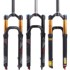 BUCKLOS LUTU 26/27.5/29 Air MTB Suspension Fork, Rebound Adjust Straight Tube 28.6mm QR 9mm Travel 120mm Manual/Crown Lockout Mountain Bike Forks, Ultralight Gas Shock XC Bicycle (Black, 29)