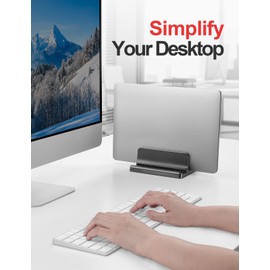 Saklifuo Vertical Laptop Stand 3 in 1 Adjustable Space-Saving Desktop Laptop Holder Sturdy ABS Portable Notebook Dock Compatible with All Notebooks MacBook Surface Gaming Pad