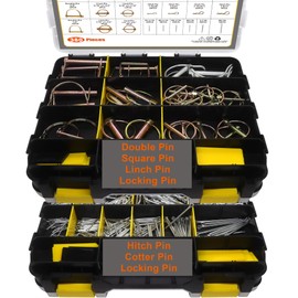 380 PCS Heavy Duty Pin Assortment Kit, Hitch Pins R Clip Pins Hair Pins Lynch Pins PTO Pins for Trucks Trailers Tractors Mowers Accessories, Farm, Lawn, Hitches and Garden