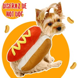 JeeLeeko Ropa para Perro con Forma de Hot Dog, Disfraz de Halloween para Mascota, Disfraz para Perro Caliente Lindo, Ropa Perro Caliente Adecuado para Perros Pequeños, Perros Medianos y Gatos(L)