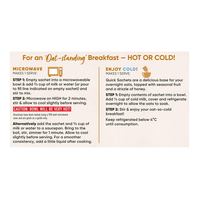 UNCLE TOBYS Oats Quick Sachets Banana and Honey, Big Bowl,