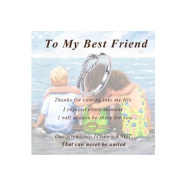 MOROTOLE To My Best Friends 925 Sterling Silver Ring,Love Knot Linked Our Friendship Forever Adjustable Rings Promise for Her Friendship Ring Jewelry Gifts