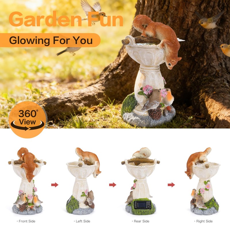 HUYIENO Solar Garden Statue Outdoor Decor Ornament Waterproof Solar Powered