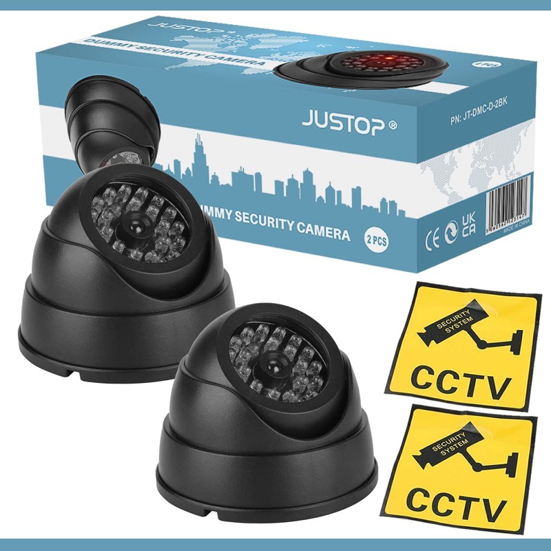 JUSTOP Twin Pack Dummy CCTV Camera Dome Style Security Cam