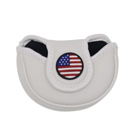 HISTAR Pebble Beach Magnetic Closure Golf Small Mallet Shaped Putter Cover for Scotty Cameron (White)
