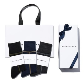 CHICSTOCKS Socks Men's Socks, Women's, Made in Nara, Gift, Birthday, Present, Men's 8.7 - 11.0 inches (22 - 28 cm), Box of 3 Pairs with Shop Bag (LINE Business), LINE Business