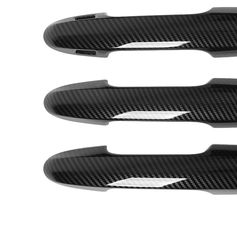 4pcs Gloss Black Carbon Fiber Style Exterior Door Handle Cover