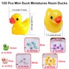 Taicols 100 Pcs Mini Duck Miniatures - Resin Waterproof Tiny