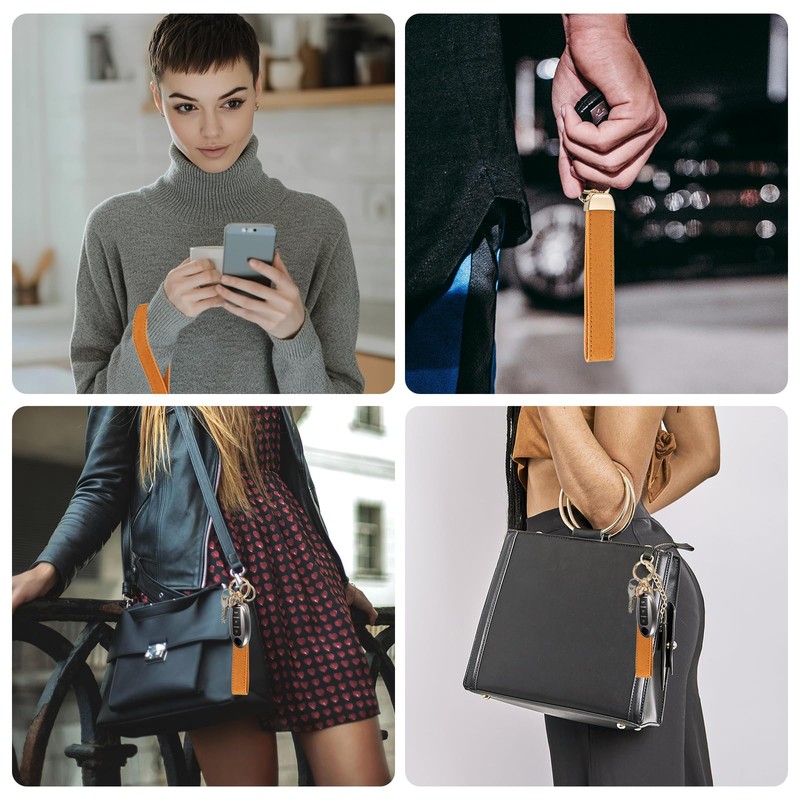 PATIKIL Leather Wristlet Keychain, Car Key Chain Holder Universal Key