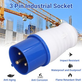 CEE Plug 3-Pin 32A IP44 Waterproof Plug 220-250 V CEE Plug Industrial Socket Blue CEE Socket for Industry (HR-023 (male))