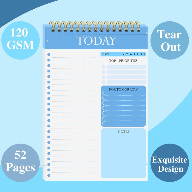 2 Pack To Do List Notebook, Undated Daily Planner A5