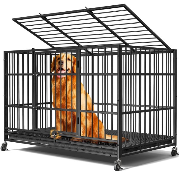 Cammoo 48"/38" Heavy Duty Dog Crates for Large Dogs, Escape