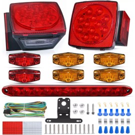 Nilight LED Trailer Light Kit Square Stop Turn Tail Light Red Amber Side Marker