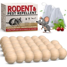 Mouse Repellent 34 Balls, Peppermint Rodent Repellent for Indoor & Outdoor Use, Long-Lasting Safe Mice Deterrent, Natural Effective Moth Balls for Rodent Control for Home, Car & Garden