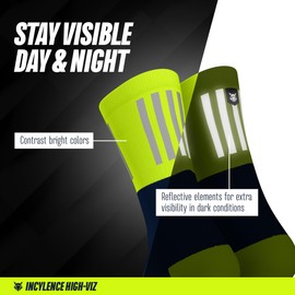 INCYLENCE High Viz Running Socks with Reflectors - Functional and Breathable for Maximum Visibility - 1 Pair, V3 Blue Canary