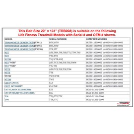 LifeFitness Treadmill Running Belt- Premium Commercial 2Ply Standard| Requires Lubrication- Long Life | AfterMarket Compatible 0K58-01180-0000, 0K58-01400-0000, 0K60-01206-0000