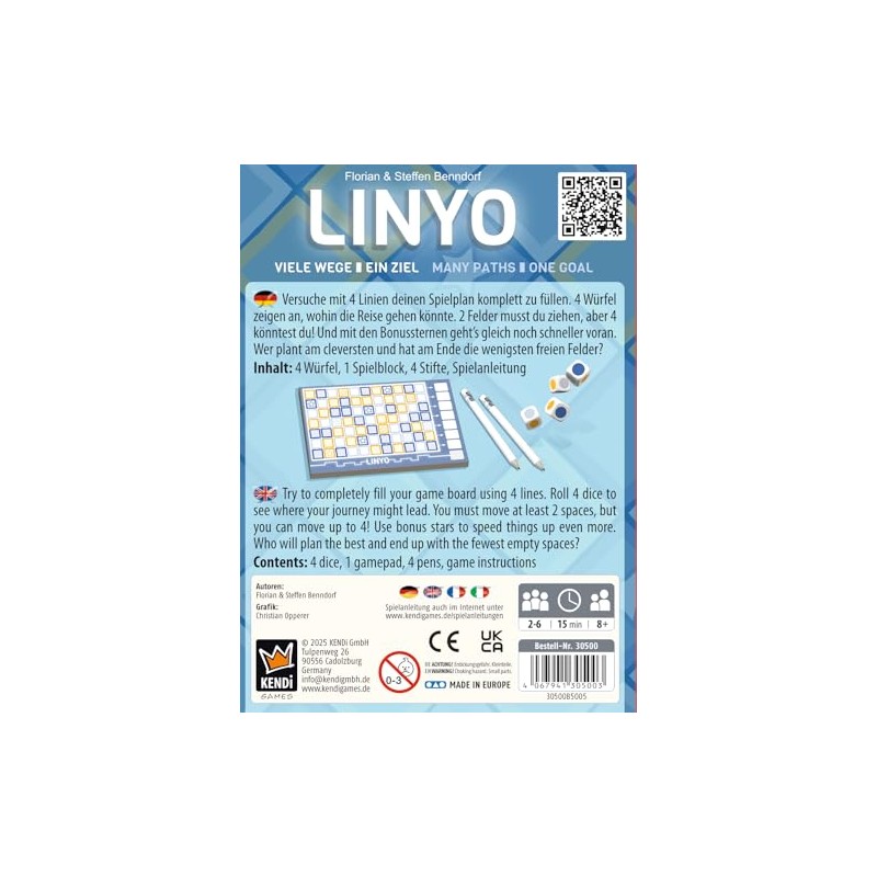 KENDi GAMES LINYO Colour Dice Game, Family Game for 2-6