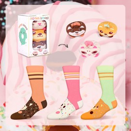 AGRIMONY Funny Doughnut Ice Socks Box - Funny Colourful Cool Gifts for Women Ladies Teenager Girls Mum - Funny Mother's Day Gift Easter Christmas Gift Ideas - Socks with Motif, Animal doughnut (3