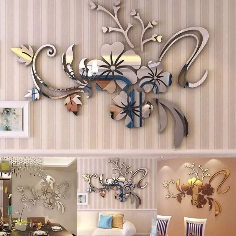 Acrylic Mirror Wall Sticker Removable 3D Wall Decal for Living