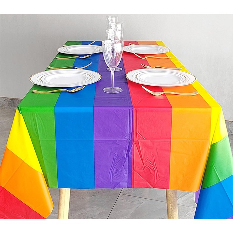 Siencooray 2 Pack Pride Rainbow Tablecloth Gay Pride Decorations Plastic