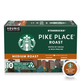 Starbucks K-Cup Coffee Pods, Medium Roast Hot or Iced Coffee, Pike Place Roast, 10 Keurig Pods ​