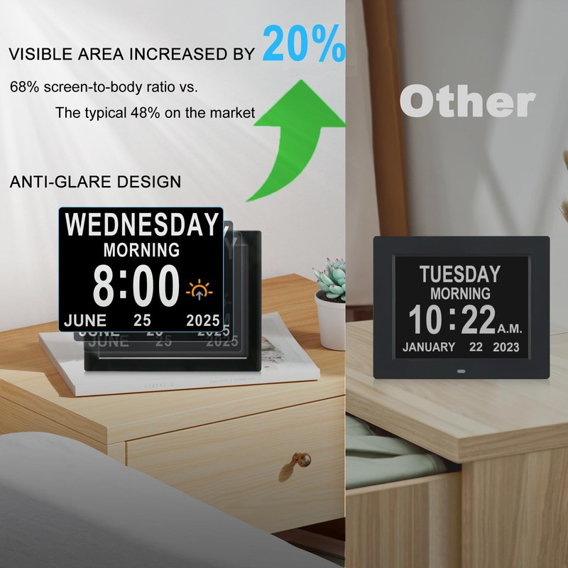Dementia Clock for Seniors, 8-Inch Digital Clock with Large Display,