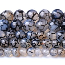 abalorio de piedra de ágata de vena de dragón negro de 4 mm, piedras preciosas naturales redondas sueltas para hacer joyas y pulseras, 180 unidades, 2 hebras de 32 pulgadas